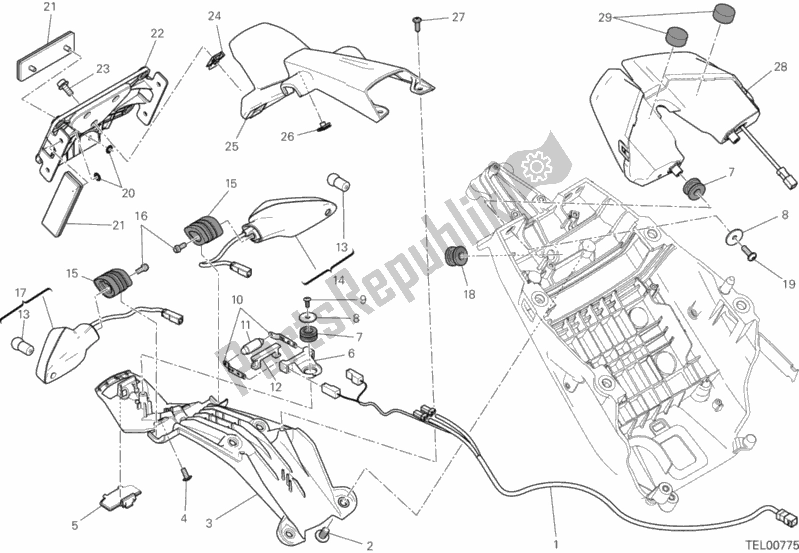 Alle onderdelen voor de Kentekenplaathouder - Achterlicht van de Ducati Hypermotard USA 821 2015